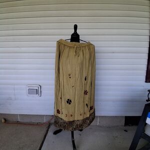 Speed Control Beige Maxi Skirt with Floral Design